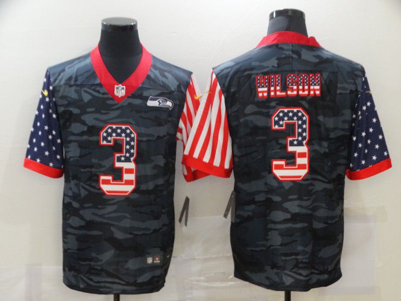 Men Seattle Seahawks #3 Wilson Camouflage national flag Nike Limited NFL Jersey